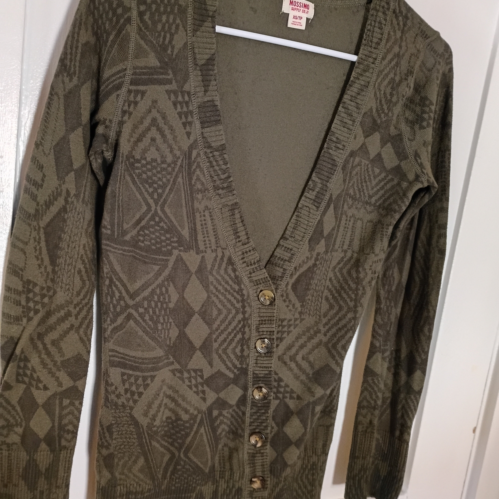 Mossimo Supply Co. Women's Geometric Olive Cardigan